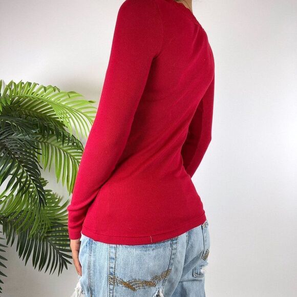 Vintage Y2K Red Disney Casual Long Sleeve Preppy Coquette Holiday Top / XS - Picture 2 of 5